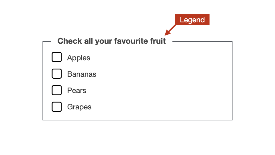 Checkbox group legend