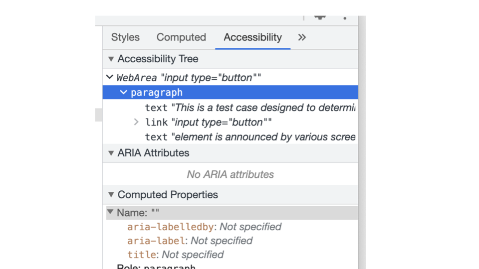 Accessibility tree in Chrome