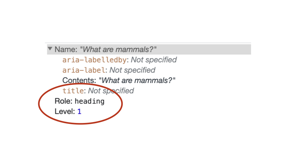 Heading in accessibility tree