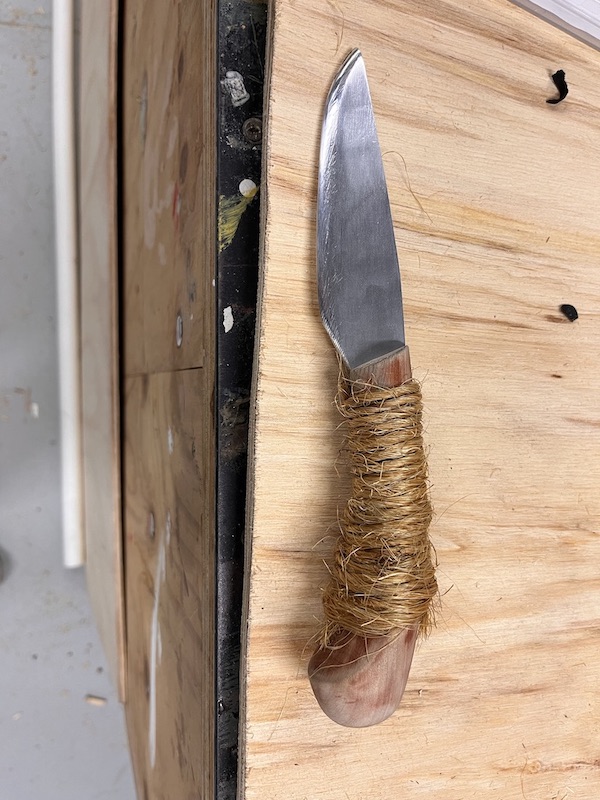 Assembled blade on workbench
